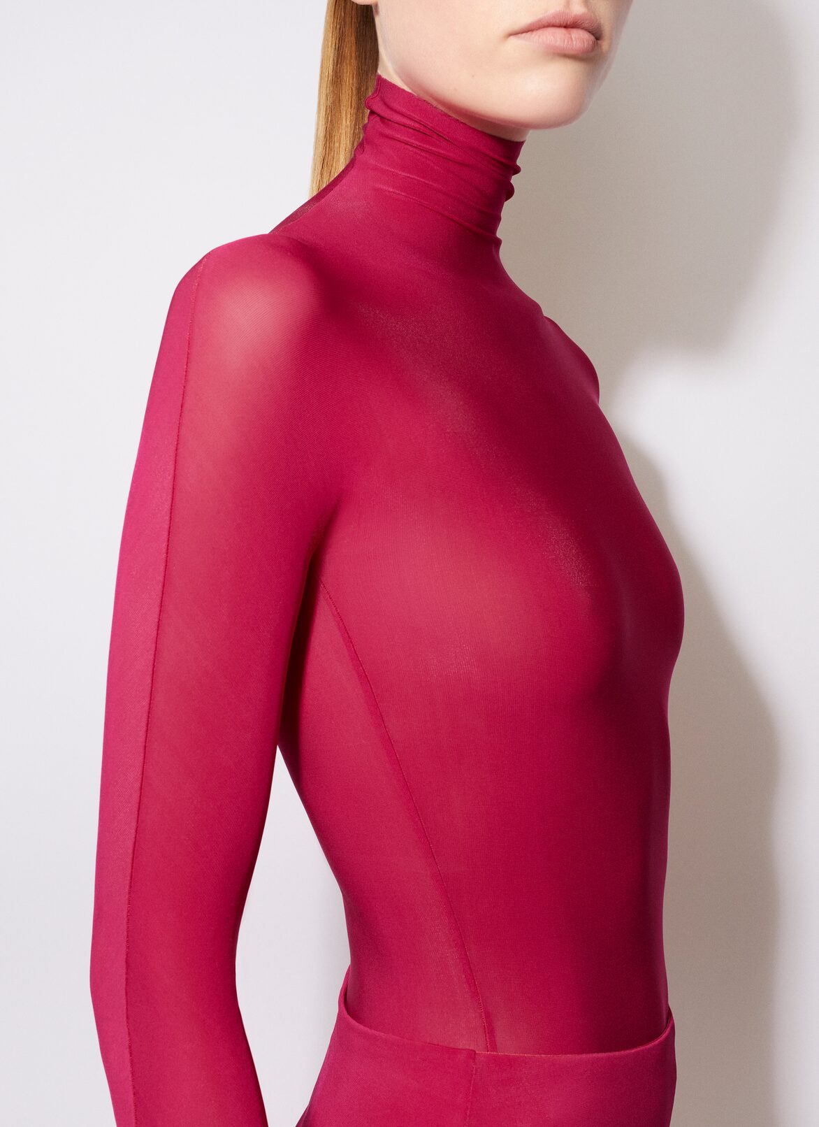 HIGH NECK JERSEY BODY  ALAÏA FUCHSIA HIGH NECK JERSEY BODY